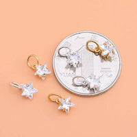 Real Solid 925 Sterling Silver Real Pure Solid 925 Sterling Silver Pendant Star Cubic Zircon Gold Suspension Necklace Bracelet Jewelry Making Findings Charms