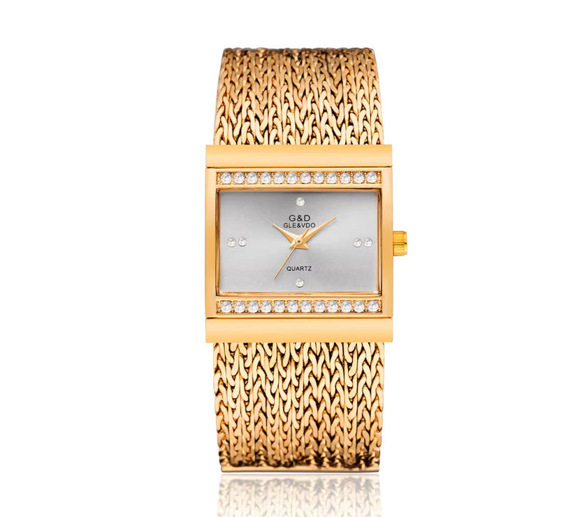 Fashion Women Watches 2019 Best Diamonds Square Dial Clock Luxury Gold Women'S Bracelet Quartz Wrist Watches New Dropshipping