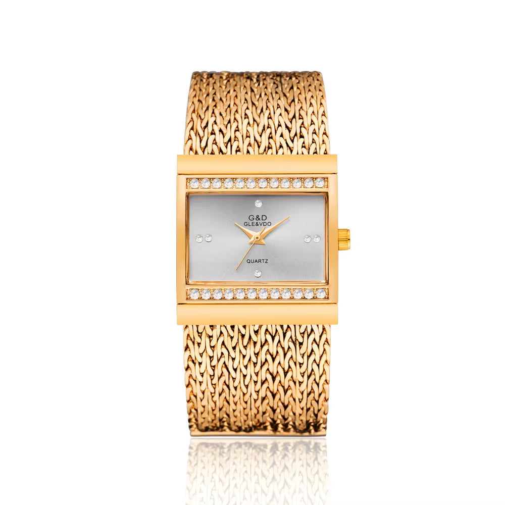 Fashion Women Watches 2019 Best Diamonds Square Dial Clock Luxury Gold Women'S Bracelet Quartz Wrist Watches New Dropshipping