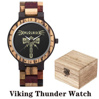 Viking Watches  Wooden Men Watch Top Japanese Quartz Movement Wristwatch with Helm of Awe Runic Circle Fashion Gift Box