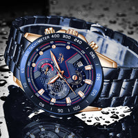 2022 New LIGE Fashion Mens Watches Stainless Steel Top Brand Luxury Sport Chronograph Quartz Withwatch for Men Relogio Masculino