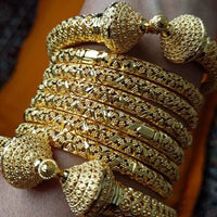24K Luxury Wedding Dubai Bangles Gold Color Bangles for Women Girls Wedding Bride India Bangles Bracelets Jewelry Gift Can Open