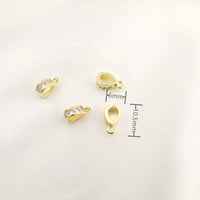 Brass Micro Pave Cubic Zirconia Pendant Bails Pinch Clips Necklace Connector Jewelry Components Metal Hook Accessories Findiuan