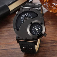 MILER Watches Men Sports Watches 2 Time Zone Blue Fabric Leather Strap Quartz Wristwatches Men Watches Relogio Masculino 2020