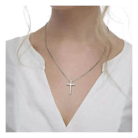 3 Colors Customized Personality Engrave Text Name Date Stainless Steel Cross Pendant Necklace Valentines Day Gift for Men Woman