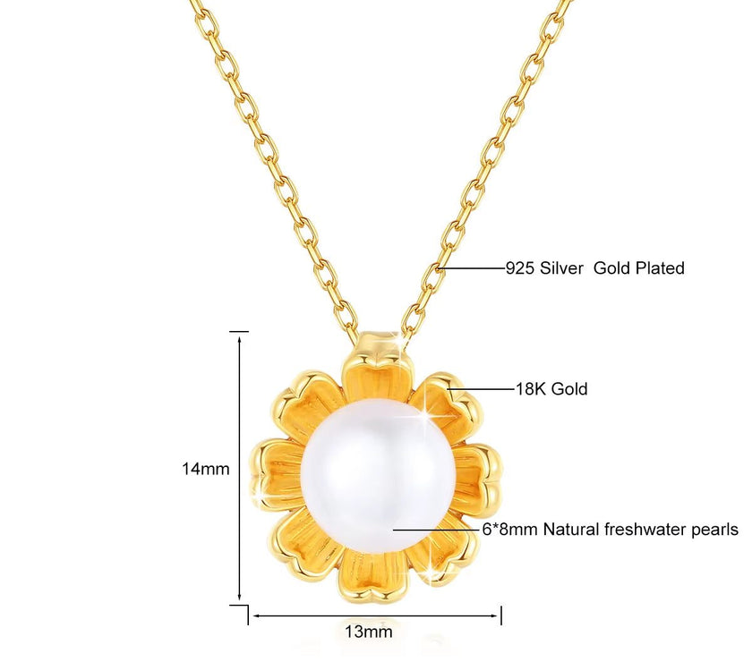 18K Gold Necklace Pendant round Natural Freshwater Pearl AU750 Yellow Gold Pendant Women'S Fine Jewelry Gift with Certificate