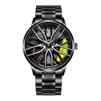 Car Watches for Men Waterproof Stainless Steel Quartz Wrist Watch Sports Men'S Watches with Car Wheel Rim Hub Design