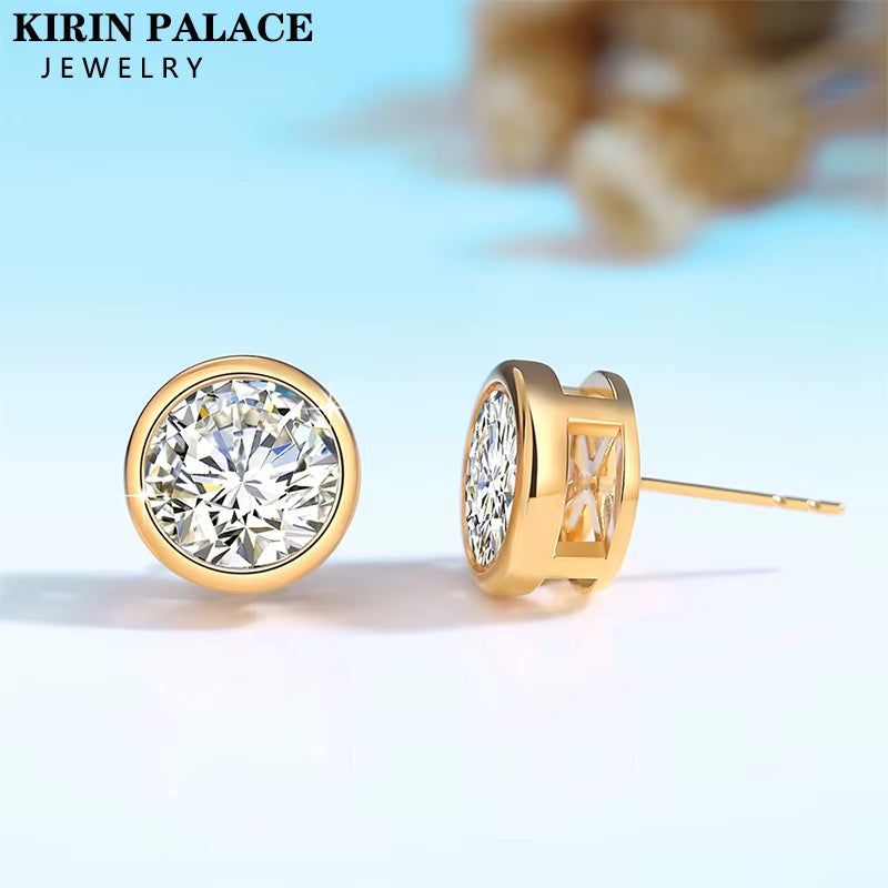Moissanite Earrings 18K Gold 100% Real with Certificate Luxury AU750 Jewelry for Women K Gold Earring Studs Trend Present
