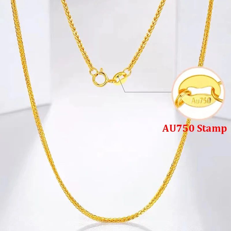 YUNLI Real 18K Gold Necklace Match Pendant Chain Solid AU750 Chopin Chain for Women Fine Jewelry Wedding Gift