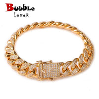 Miami Cuban Link Bracelet for Men Real Gold Plated Hip Hop Jewelry