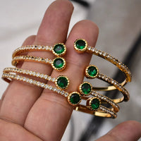 24K 4Pcs/Lot Dubai Ethiopian Gold Color Colored Stones Cuff Bangles for Women Wife Wedding Jewelry Bangles&Bracelet Gifts