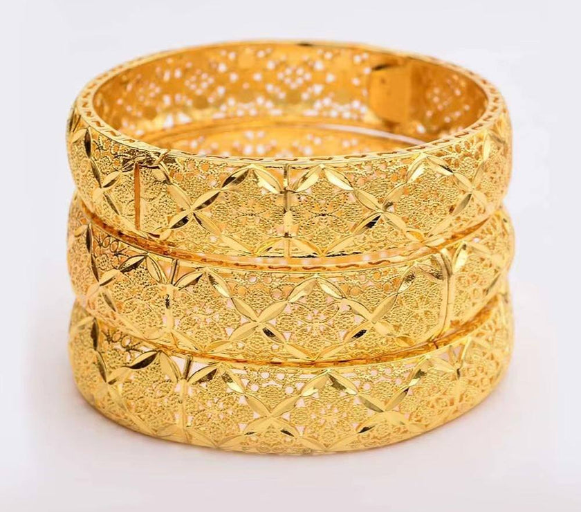 Fashion Accessories New Luxury Gold Color Bangles Women Men Girls Ethiopian African Dubai Wedding Bracelet Pulseras Party Gifts