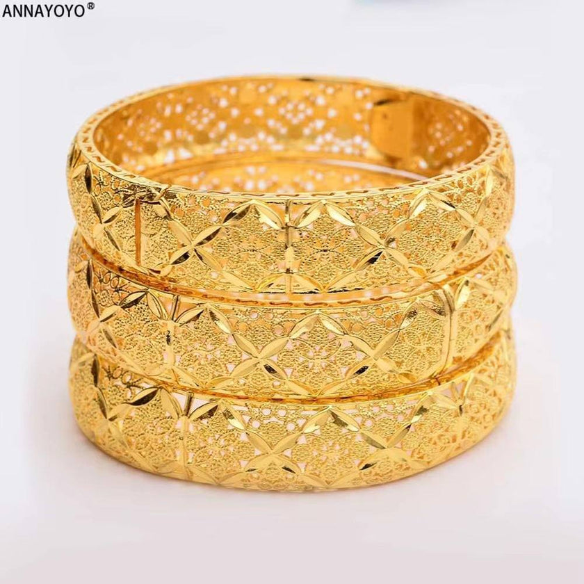 Fashion Accessories New Luxury Gold Color Bangles Women Men Girls Ethiopian African Dubai Wedding Bracelet Pulseras Party Gifts