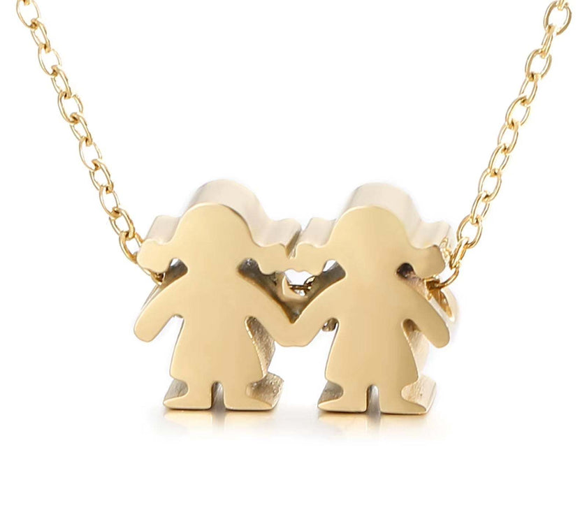 Boy Girl Kid Pendant Women Necklace Name Date Child Family Jewelry Engraved Stainless Steel Gold Color Jewelry