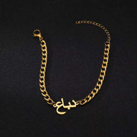 Atoztide Custom Arabic Name Bracelet Stainless Steel Charms Handchain Engraved Letter Thick 5Mmnk Chain Bangle Jewelry Gift