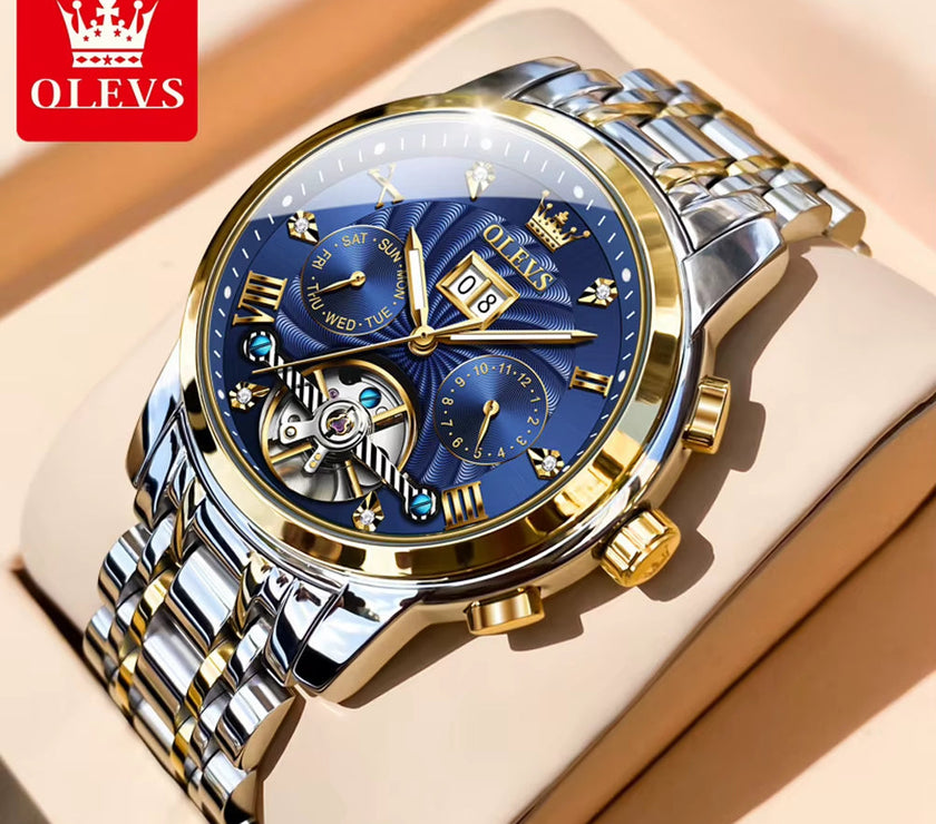 Mechanical Watches Automatic Watch Men Waterproof Stainless Steel Strap Skeleton Gold Watch Male Wristwatch