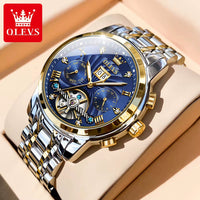 Mechanical Watches Automatic Watch Men Waterproof Stainless Steel Strap Skeleton Gold Watch Male Wristwatch