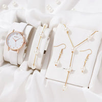 4PCS Set Luxury Watches Set Women Rhinestone Fashion Elegant Wristwatch Quartz Watch Ladies Clock for Women Relogio Rose Gold