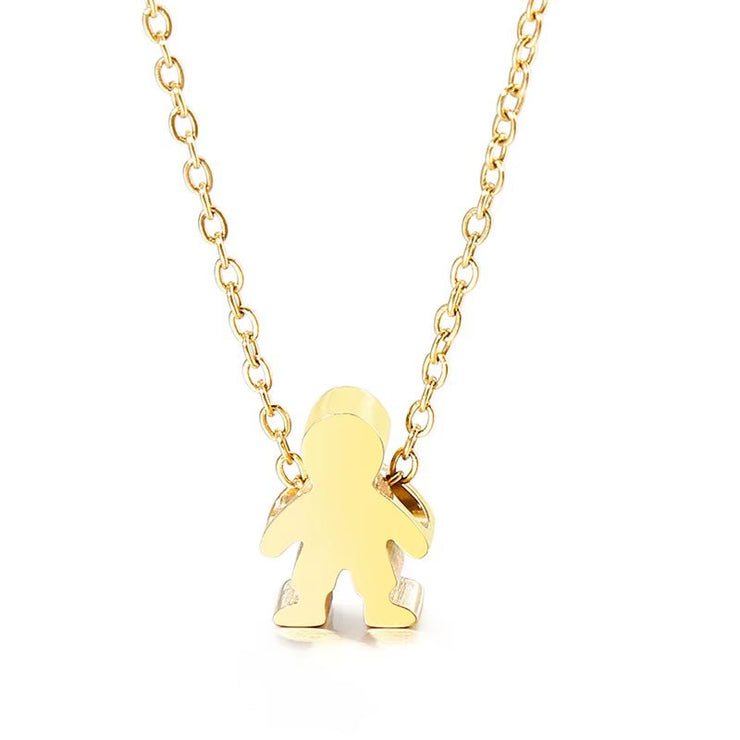 Boy Girl Kid Pendant Women Necklace Name Date Child Family Jewelry Engraved Stainless Steel Gold Color Jewelry