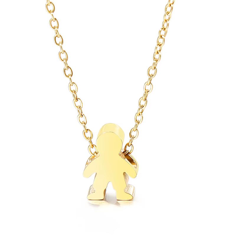 Boy Girl Kid Pendant Women Necklace Name Date Child Family Jewelry Engraved Stainless Steel Gold Color Jewelry