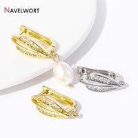 Fashion 18K Gold Plated Leaf Earring Hook Clasps for Earring Making Supplies,Inlaid Zircon Ear Wie Hooks Fastener Accessories