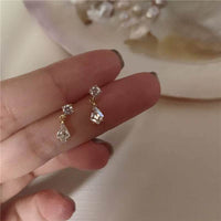 S925 Sterling Silver Japanese Water Drop Crystal Earrings Women Light Luxury Temperament Wedding 14K Real Gold Plating Jewelry