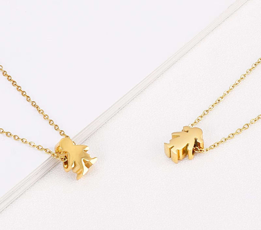 Boy Girl Kid Pendant Women Necklace Name Date Child Family Jewelry Engraved Stainless Steel Gold Color Jewelry