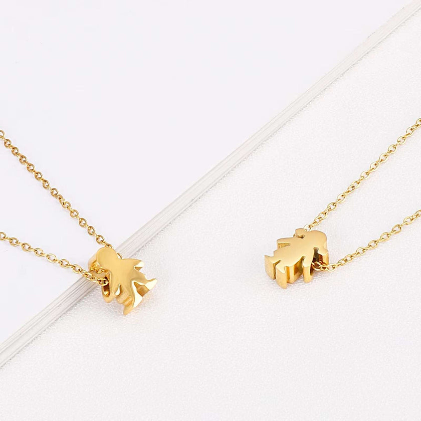 Boy Girl Kid Pendant Women Necklace Name Date Child Family Jewelry Engraved Stainless Steel Gold Color Jewelry