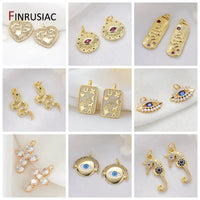 DIY Jewelry Making 6 Types 14K Real Gold-Plated Pave Setting Zircon Small Mini Fairy/ Butterfly/Violin/Hamsa Pendants Charms