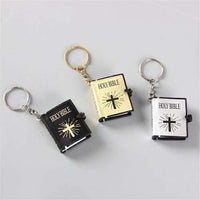  Style Gold Color Mini Holy Bible Keychain Real Paper Can Read Key Chain Pendant Keyring Fashion Religious Jewelry A865