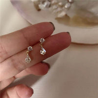 S925 Sterling Silver Japanese Water Drop Crystal Earrings Women Light Luxury Temperament Wedding 14K Real Gold Plating Jewelry