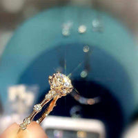 Crackling Moissanite Gemstone Ring for Women Jewelry Engagement Ring for Wedding Real 925 Silver Rose Gold Plated Birthday Gift
