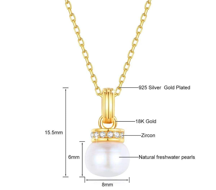18K Gold Necklace Pendant round Natural Freshwater Pearl AU750 Yellow Gold Pendant Women'S Fine Jewelry Gift with Certificate