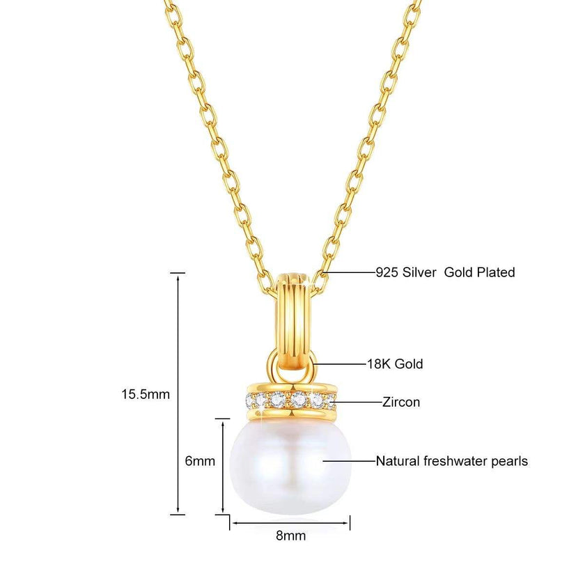 18K Gold Necklace Pendant round Natural Freshwater Pearl AU750 Yellow Gold Pendant Women'S Fine Jewelry Gift with Certificate
