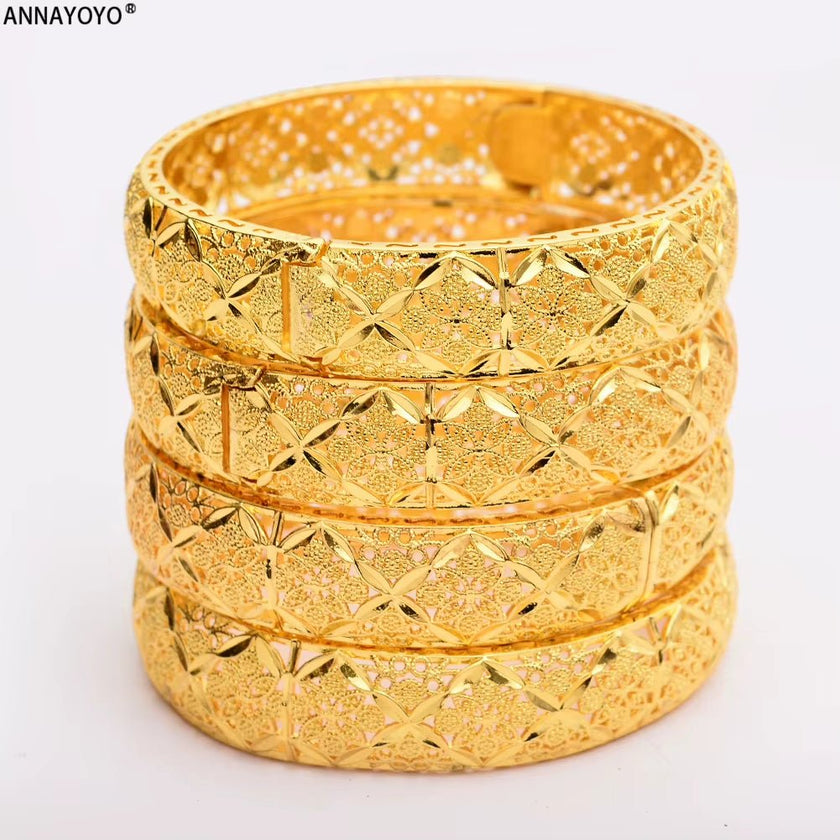 Fashion Accessories New Luxury Gold Color Bangles Women Men Girls Ethiopian African Dubai Wedding Bracelet Pulseras Party Gifts