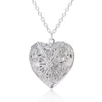 Love Heart Secret Message Locket Necklace Pendant DIY Photo Picture Locket Vintage Gift for Lover Couples Custom Message