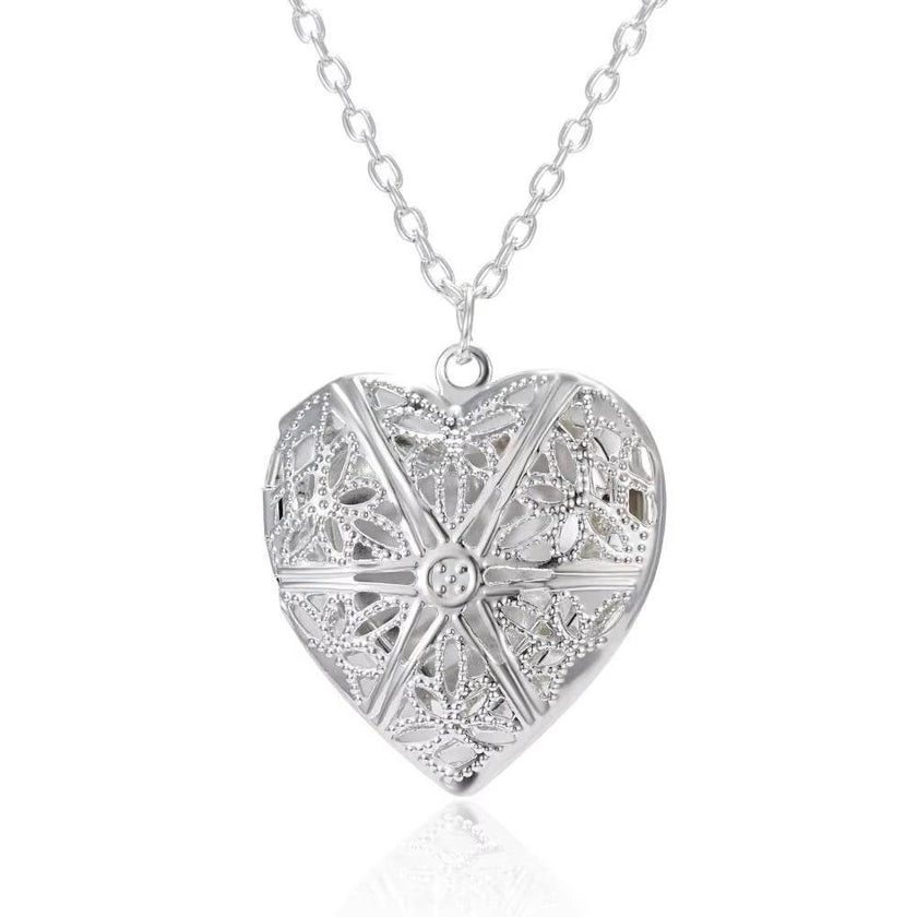 Love Heart Secret Message Locket Necklace Pendant DIY Photo Picture Locket Vintage Gift for Lover Couples Custom Message