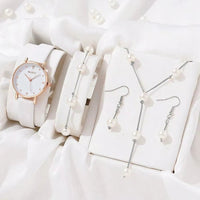 4PCS Set Luxury Watches Set Women Rhinestone Fashion Elegant Wristwatch Quartz Watch Ladies Clock for Women Relogio Rose Gold