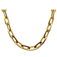 Thick Flat Rounded Rectangle Gold-Color Link Chain Necklace Men Women Stainless Steel Fashion Jewelry 1 Piece