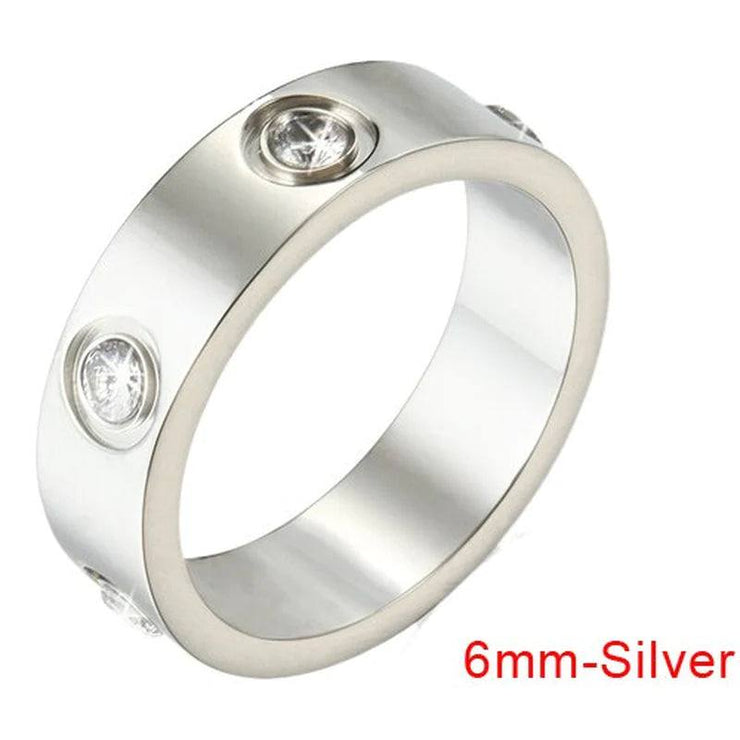 Style Luxury Bijoux Pulseira Feminina Bangle Ring Set Stainless Steel Jewelry Fit Lover Female Crystal Bracelets Rings Fashion Women