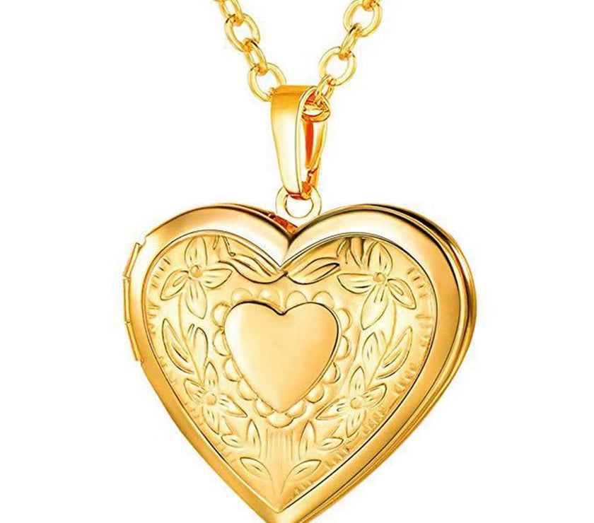 Love Heart Secret Message Locket Necklace Pendant DIY Photo Picture Locket Vintage Gift for Lover Couples Custom Message