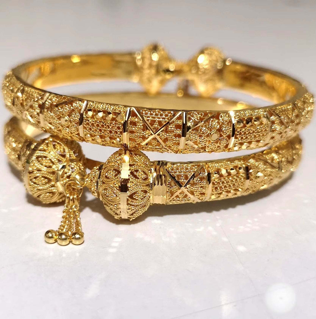 Dubai Real Gold 24K Plated Bracelet for Women Luxury Designer Copper Man Bangles Indian New Hand Jewelry Accessories Gifts 2024