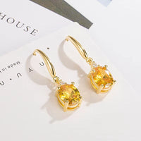 14K Yellow Gold Jewerly Drop Earring for Women Orecchini Aretes De Mujer Real Gold Jewelry Topaz Gemstone Drop Earrings