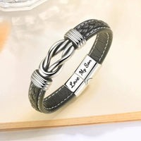 To My Son to My Grandson Bracelet Love You Forever Braided Leather Knot Bracelet Stainless Steel Magnetic Clasp Jewelry Gift