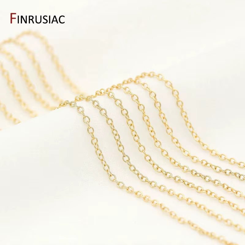 14K Real Gold Plated Chain for Jewelry Making 1.2Mm 1.6Mm 2.0Mm Thin Chain Wholesale Handmade DIY Jewelry Findings