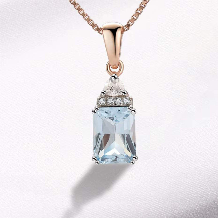 Real 925 Sterling Silver Jewelry Sets for Women Sky Blue Topaz Gemstone Wedding Delicate Gifts Fine Jewelry Rose Gold Plating