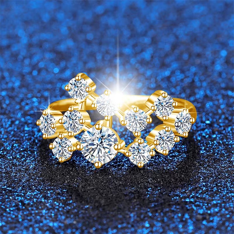 GRA Certified Total Is 1.5Ct Full Moissanite Ring Woman with Many Stones Silver Infinity Trend Jewelry for Engagement New In