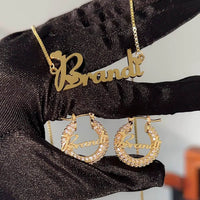 DHQH Original New Custom Name Set Jewelry Stainless Steel Love Crown Name Pendant Engraved Name Children'S Bracelet Necklace Set