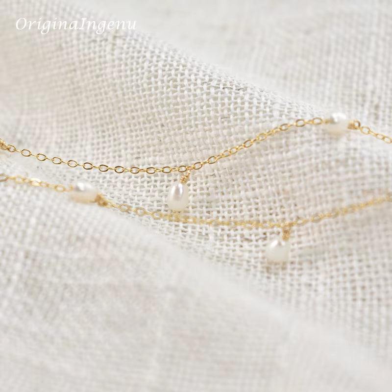 Real 14K Gold Filled Natural Pearl Necklace Gold Choker Handmade Pendants Collier Femme Kolye Collares Boho Jewelry for Women