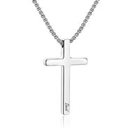 3 Colors Customized Personality Engrave Text Name Date Stainless Steel Cross Pendant Necklace Valentines Day Gift for Men Woman